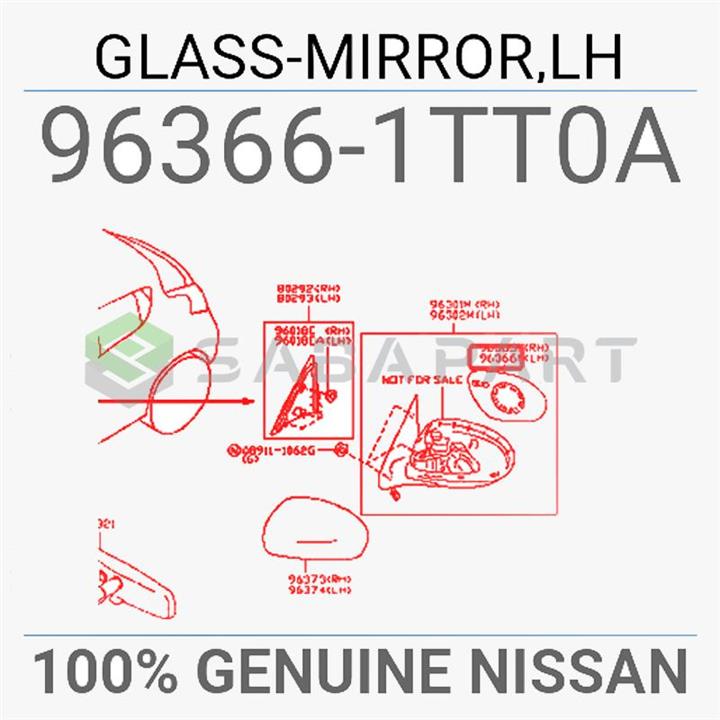 شیشه آینه نیسان جوک منطقه آزاد – سمت چپ – مدل 2014 – محصول اصلی (جنیون پارت)